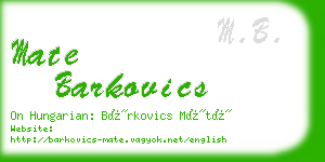 mate barkovics business card